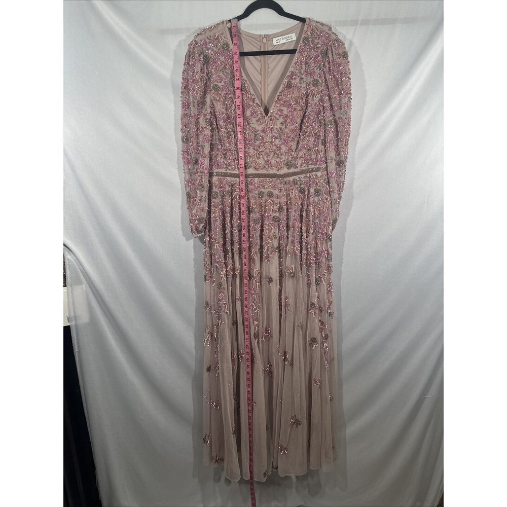 NWT Mac Duggal [ 12 ] 5497 Embellished V Neck 3/4 Sleeve A Line Gown Rose #Q1013 - Picture 8 of 16
